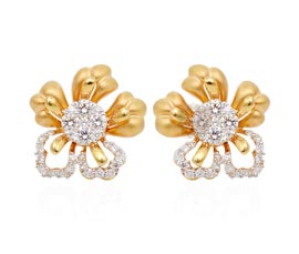 Vogue Crafts and Designs Pvt. Ltd. manufactures Designer Gold Flower Stud Earrings at wholesale price.